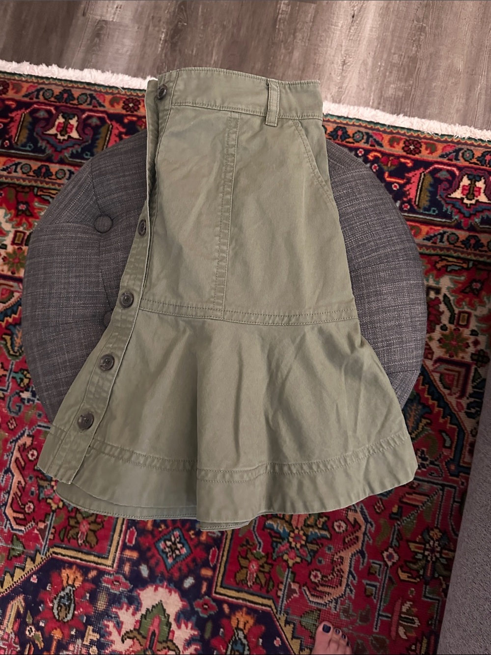 Banana Republic Military Olive Button-Front Belted Skirt - Picture 2 of 4
